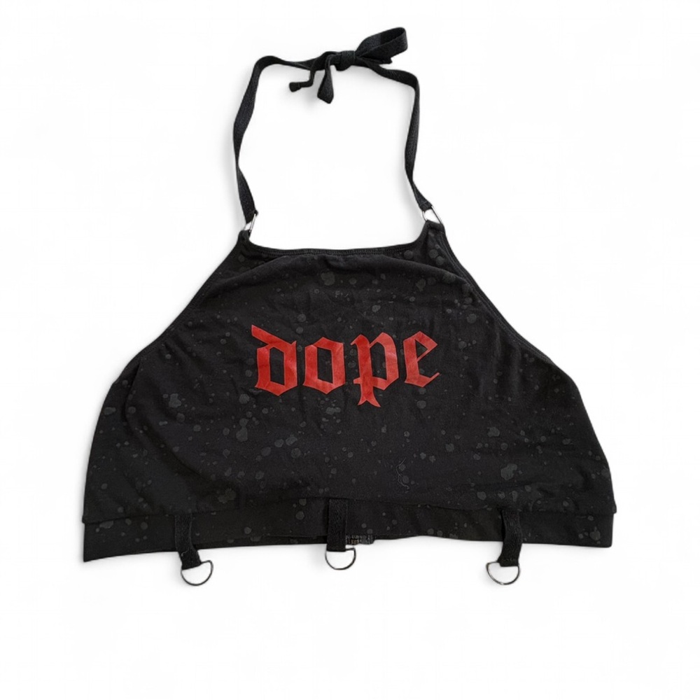 Hot Topic Black Halter Top with Red “Dope” Graphic!